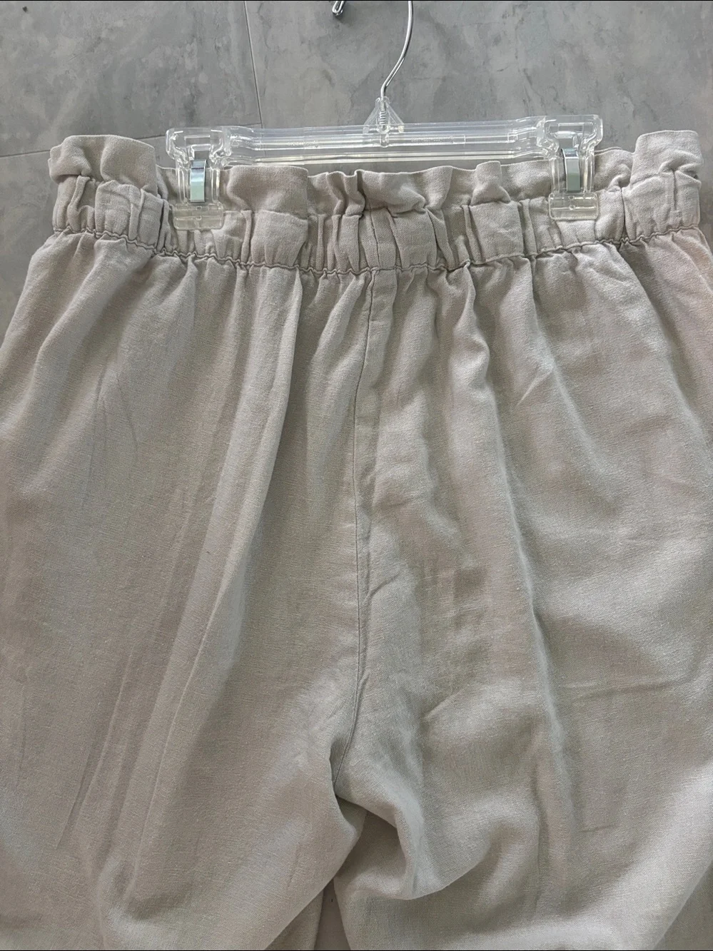 Ellen Tracy linen blend pants Elastic waist/button decor straight leg  size M
